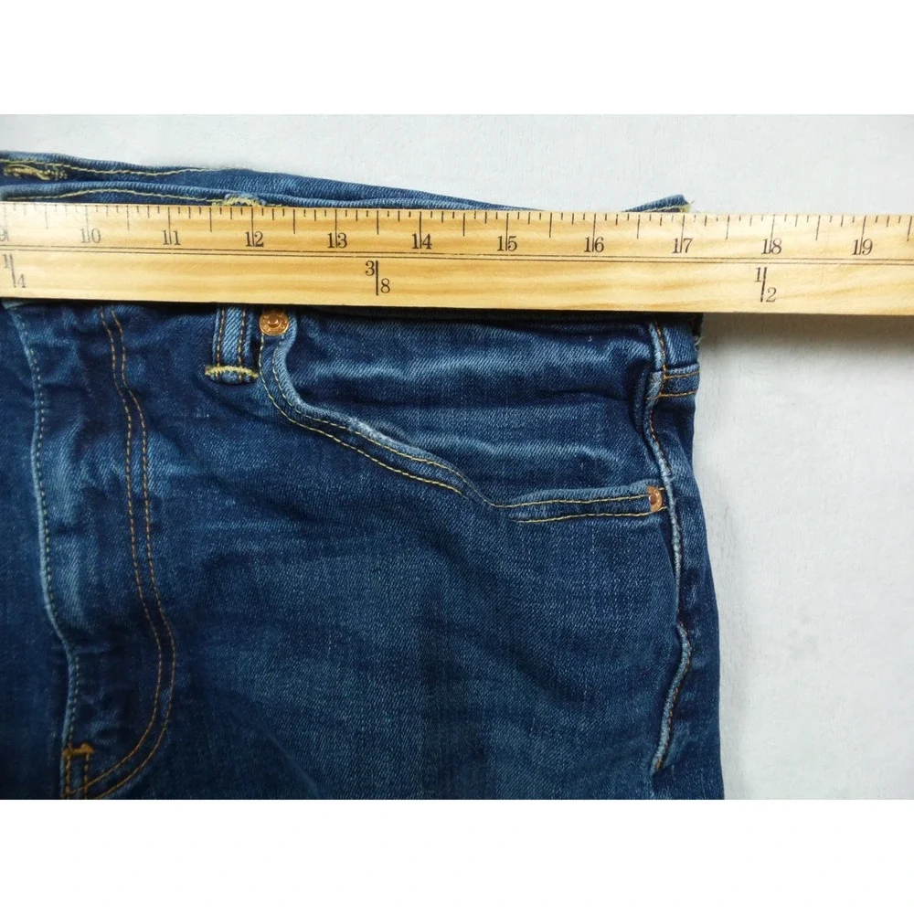 Levis 513 Mens Jeans 34 x 32 Blue Denim Slim Fit Straight Leg Mid Rise Stretch